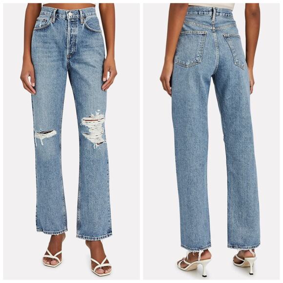 AGOLDE Lana Straight Jean Backdrop Ripped Distressed - Picture 1 of 10